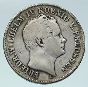 1848 プロイセン国王ヴィルヘルム 4 世ドイツ州古い銀ライヒシュターラー コイン i86487