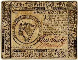 FR。 CC-38 1776 年 5 月 9 日 $8 大陸通貨 PCGS VF35