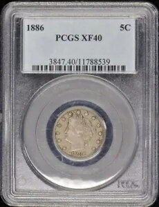 1886 5C リバティ ニッケル PCGS XF40