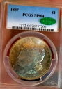 モーガン シルバー ドル 1887 PCGS MS 64++++++ CAC モンスター レインボー PL REV ショッキング