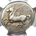 アカルナニア アナクトリウム AR ステーター 300 BC ペガサス アテナ コイン - 認定 NGC VF