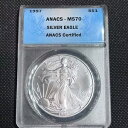 1997 ANACS 認定 MS70 1oz シルバー イーグル パーフェクト レア グレード ブルー ラベル #258