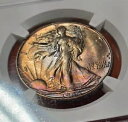 1946 S ウォーキング リバティ ハーフダラー NGC MS66 レインボー トーン モンスター カラー PQ Coin2