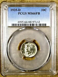 1935-D PCGS MS66 FB マーキュリー ダイム