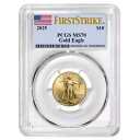 プレセール - 2025 $10 アメリカン ゴールド イーグル 1/4 オンス PCGS MS70 FS フラグ ラベル