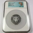 2018 NGC MS70 アンティーク - コートジボワール - 5 オンス シルバー レオパード コイン #46491V