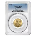 プレセール - 2025 $10 アメリカン ゴールド イーグル 1/4 オンス PCGS MS70 FS ブルー ラベル