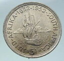 1952 南アフリカ 300 回目のケープタウン リービーク 船付き シルバー 5 シリング コイン i86484
