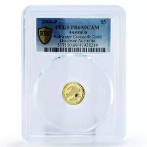 オーストラリア 5 ドル野生動物がワニの動物相を発見 PR69 PCGS 金貨 2006