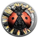 2021 モンゴル 3 オンス シルバー Clockwork Evolution: メカニカル レディバグ