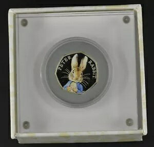 2016 50p ベアトリクス ポッター ピーターラビット シルバー プルーフ - 箱入り/コイン/アウター