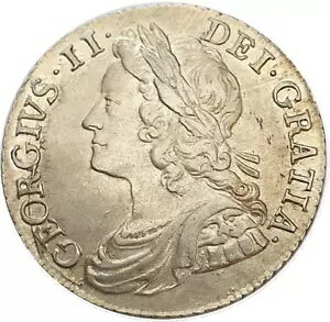 1741 ジョージ 2 世シリング、角のバラ - Ex Fine