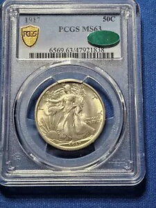 1917 ウォーキング リバティ ハーフダラー、PCGS MS63 CAC ......見事な、白いコイン!