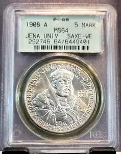 1908 ドイツ シルバー 5 マーク サックス ワイマール アイゼナハ イエナ大学 PCGS MS 64 レア
