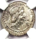 L.C. ピソ フルギ AR デナリウス コイン 90 BC - 認定 NGC MS (UNC) - レア コイン!