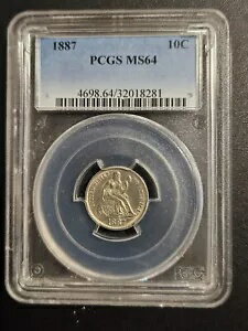 1887年 シーテッド リバティ ダイム *