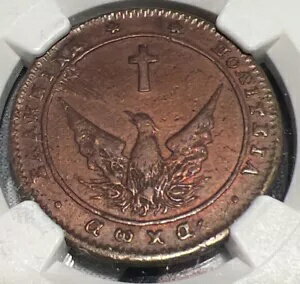 ギリシャ 1828 年、5 レプタ銅貨 - NCG AU 詳細レッドブラウン。非常に珍しいです !!!
