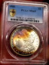 モーガン シルバー ドル 1885 PCGS MS 65 モンスター ネオン レインボー ワウ コイン 三日月