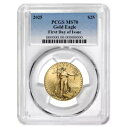 プレセール - 2025 $25 アメリカン ゴールド イーグル 1/2 オンス PCGS MS70 FDOI ブルー ラベル