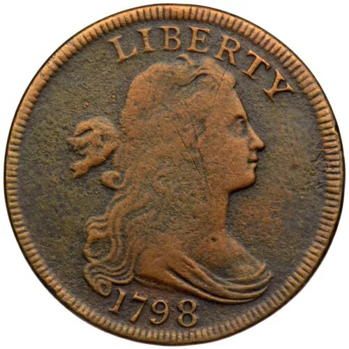 1798 S-149 R-4+ ラージ 8 ドレープ バスト ラージ セント コイン 1c(3)