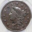 1839/6 1c コロネットまたはマトロン ヘッド ラージ セント PCGS F 12