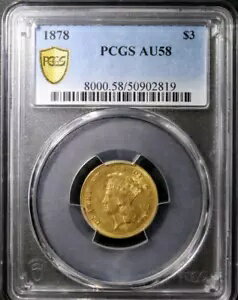 1878 ץ󥻥 إå ƹ 3 ɥ  $3 PCGS AU58 ƹ񥳥