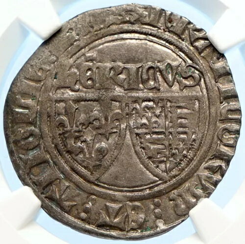 1422-1436 フランス国王ヘンリー 6 世アンティーク ヴィンテージ古いシルバー ブラン コイン NGC i98404