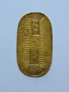 日本の1819-1828年文政小判金貨、13.07g、武士時代の槌目作品