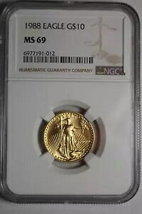 1988 $10 ゴールド イーグル MS69 キー デート NGC MS69