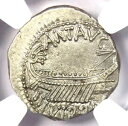 マルク・アントニー AR デナリウス銀貨 紀元前 32 年。 NGC Choice AU - 5/5 サーフェス