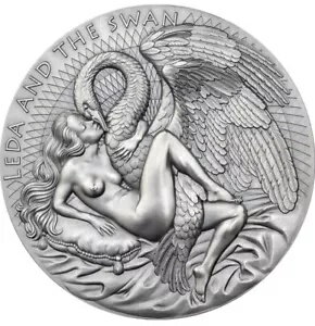 2オンス 999 シルバー プルーフ 2023 LEDA AND THE SWAN カメルーン ハイレリーフ ラウンド コイン ホット