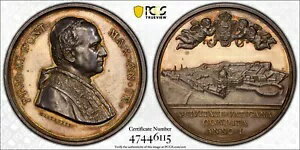 PCGS SP 62 バチカン 1930 プルーフ シティ ビュー 銀メダル ピウス 11 世。教皇領イタリアのサムネイル