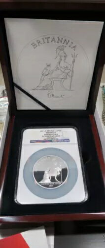 2013 ブリタニア 5 オンス シルバー 10 ポンド NGC PF70 #ed 1st リリース ストライキ 箱 COA 付き