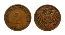 1904G ドイツ帝国 2 フェニヒ キー デイト コイン、鋳造枚数 495,000 ????