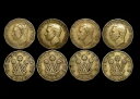 レア 1949 ジョージ 6 世ニッケル真鍮 3 ペンス コイン 4 枚セット、VF、KM# 873 ????