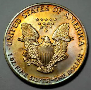 1991 アメリカン シルバー イーグル 1 ドル ナットモンスター トーニング 1 オンス 0.999 シルバー コ..