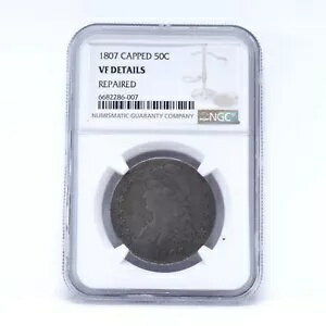 1807 キャップド バスト ハーフダラー NGC VF ディテール 修復済み レア バラエティ ひげを生やした女神