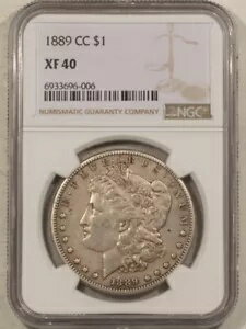 1889-CC $1 モーガン ドル - NGC XF-40、キーデート!しっかりとしたディテール！カーソンシティ！(3)