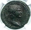 TRAJAN 本物の古代ローマ デュポンディウス コイン 106AD ローマ VICTORY NGC i87798