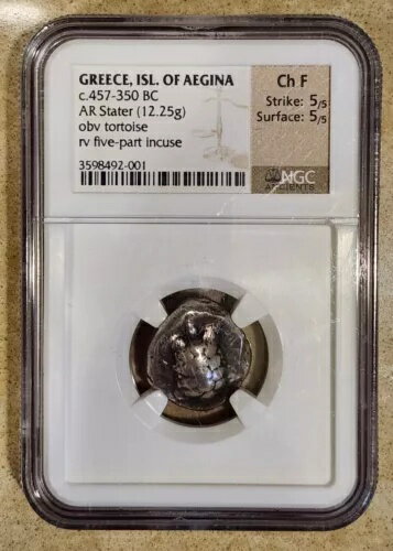 古代エギナ亀コイン、ChF、ストライ