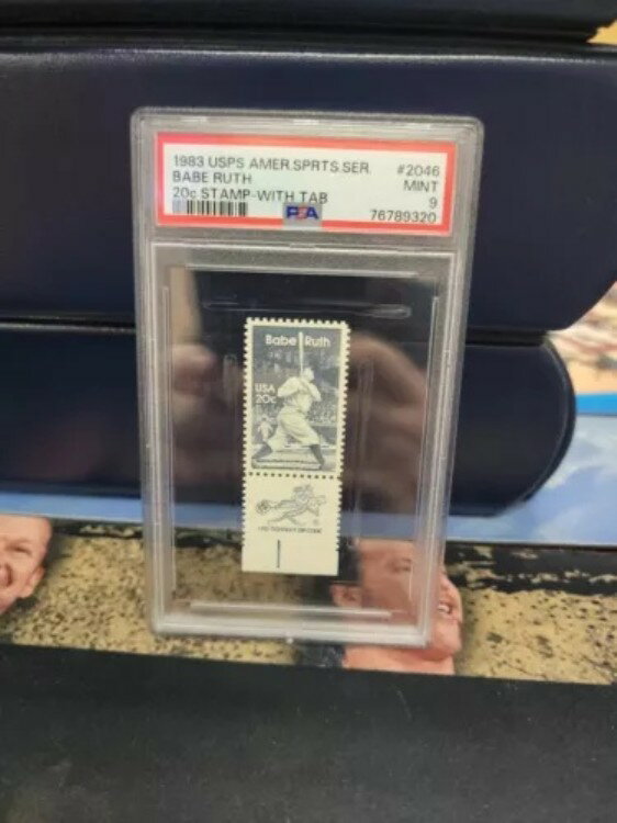 1983年 USPS アメリカンスポーツシリーズ切手 - ベーブ・ルース 20セント切手（タブ付き）PSA 9 BB95