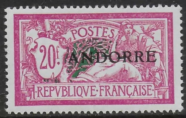 フランス領アンドラ切手 1931 YV 23 署名 MLH VF