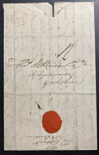 1831年 イングランド ヨークシャー レッドワックスシール レターシートカバー