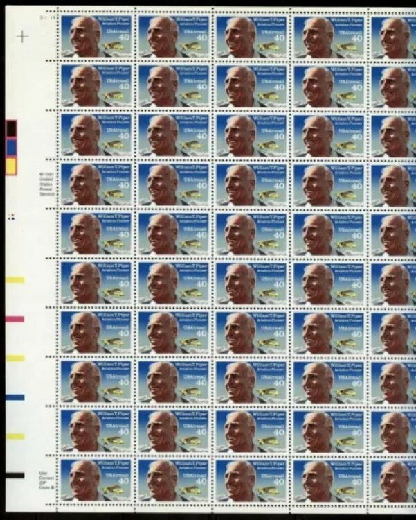 50枚の未使用シート - #c132 40セント ウィリアム・パイパー - XF og NH