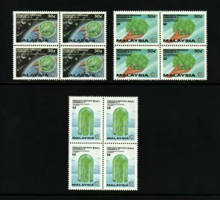 マレーシア 1993 フォレスト カンファレンス バンコク Opt コンプリートセット 3v ブロック 4 ミント MNH **