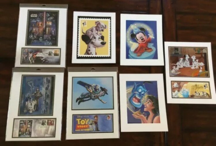 USPSカバー＆プリント 7枚セット：ディズニー、ピクサー、スターウォーズ 初日発行版 マット加工