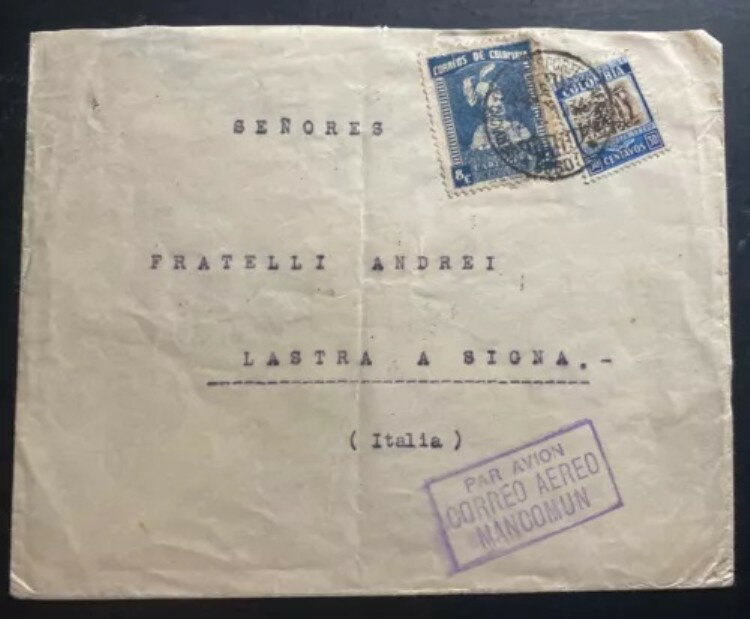 1934年 ボゴタ コロンビア 初期航空郵便カバー ラストラ ア シグナ イタリア カルタヘナ 切手