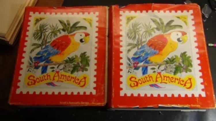 スコット・スペシャリティの2巻の南米切手コレクションには、61枚ほどの切手が収められている。