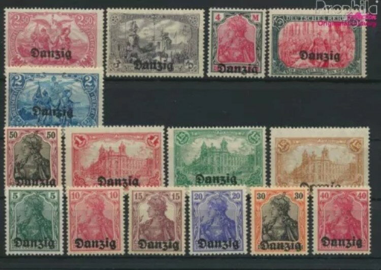 グダニスク 1-15 造幣局/MNH 1920 ドイツ語 (9476973)