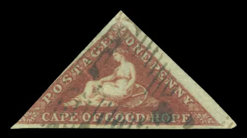喜望峰 1853年 三角形 1d 濃いレンガ色、濃い青みがかった p.Sc# 1b 使用済み